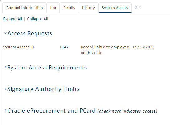System Access tab with latest Active System Access