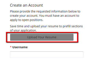 Applicant Portal Upload Resume Option Image