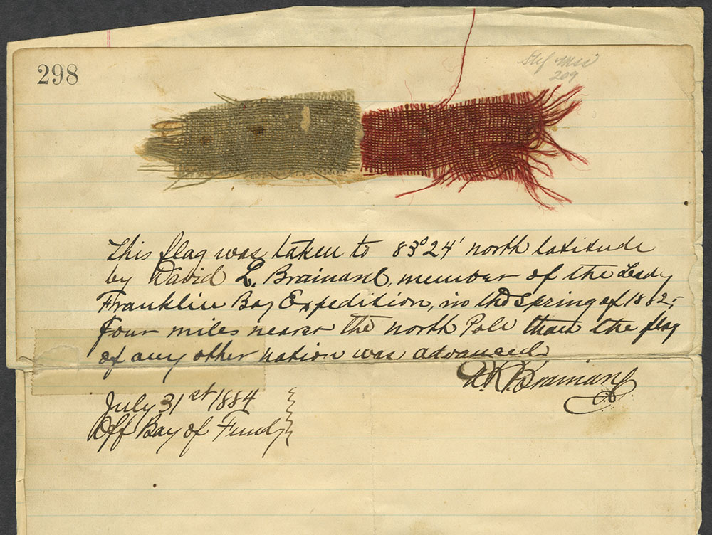 fragment of the flag carried to the 'Farthest North' by Brainard