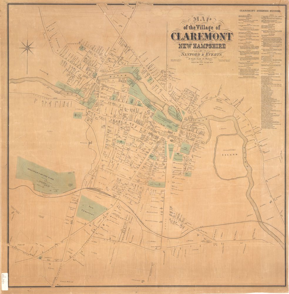 1873 Claremont NH map