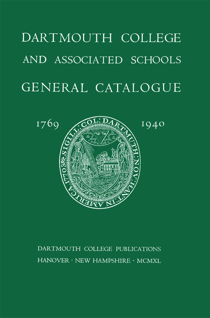 Dartmouth College General Catalogue, 1769-1940 cover