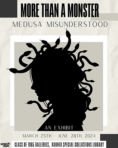 silhouette of medusa on grey background