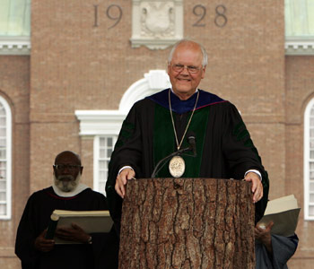 President James Wright addresses the 2005 graduates