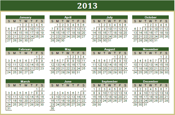 2013 calendar