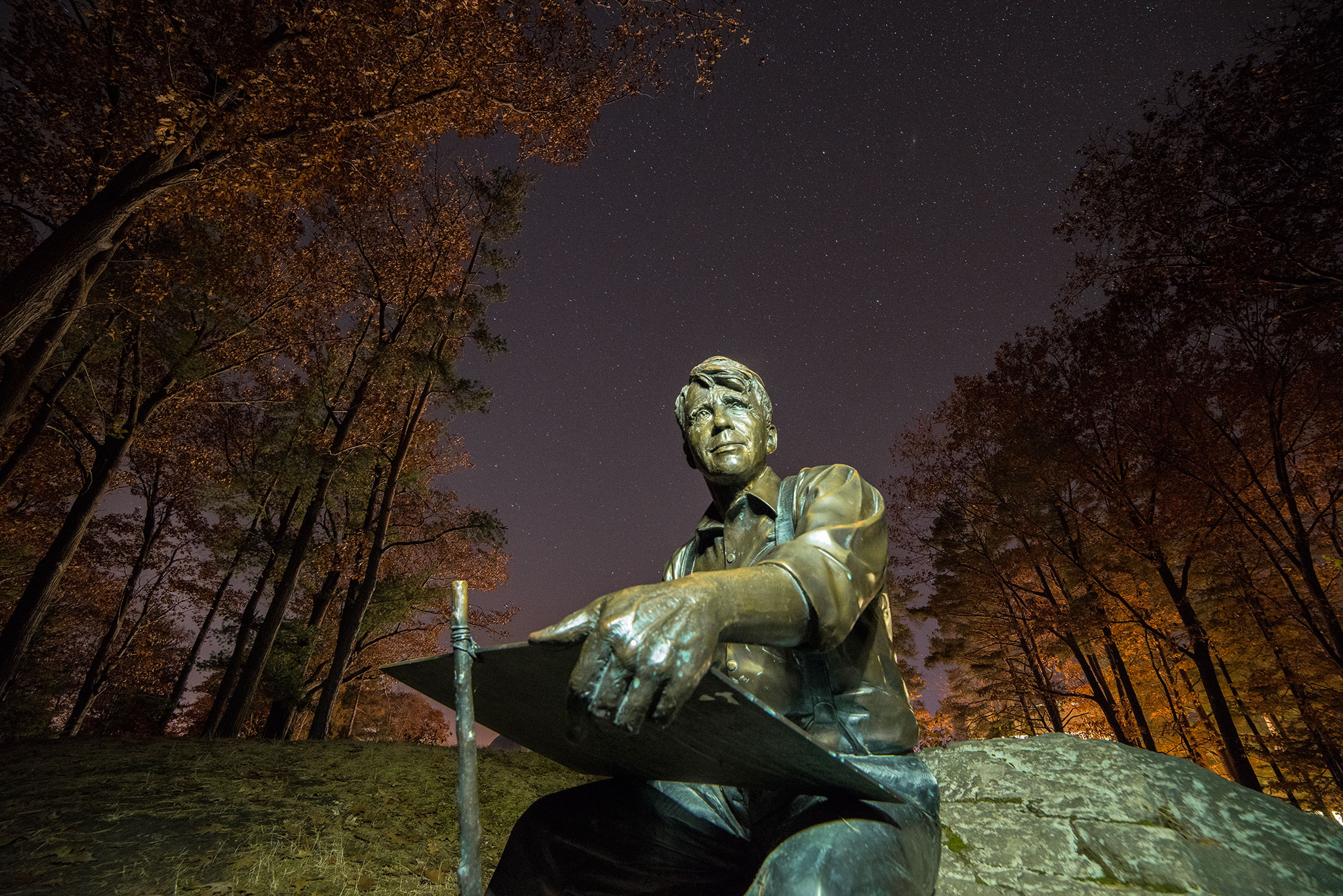 The Robert Frost statue on a clear fall night in 2015.