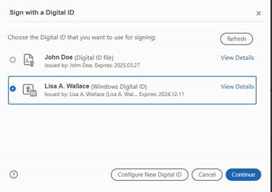 Sign with Digital ID will open