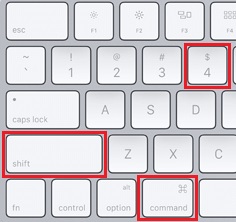 Mac Keyboard: Click Command+Shift+4