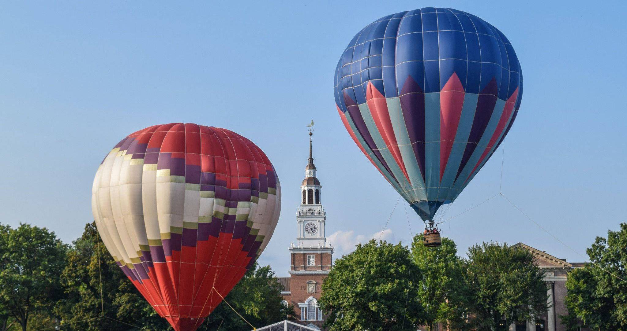 Hot air balloons in front of Baker Berry