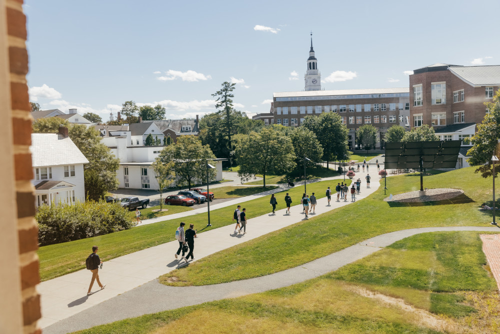 Students walking across campus