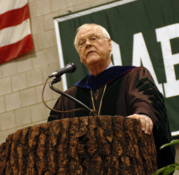 James Wright delivering his Convocation address