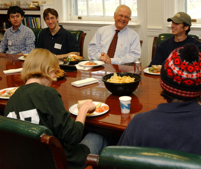 President Wright lunches with students several times a term to discuss their ideas and concernx