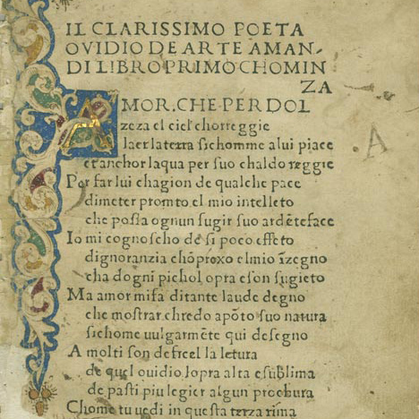 Page from Ovid's De Arte Amandi.