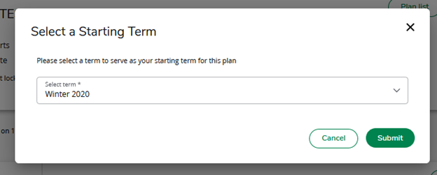 Select a term to serve as your starting term for this plan
