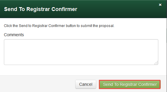 Send to Registrar Confirmer