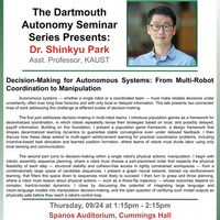 Dartmouth Autonomy Seminar Series: Dr. Shinkyu Park
